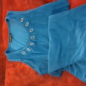 Boston Proper Blue Jumpsuit with Embellished Neckline